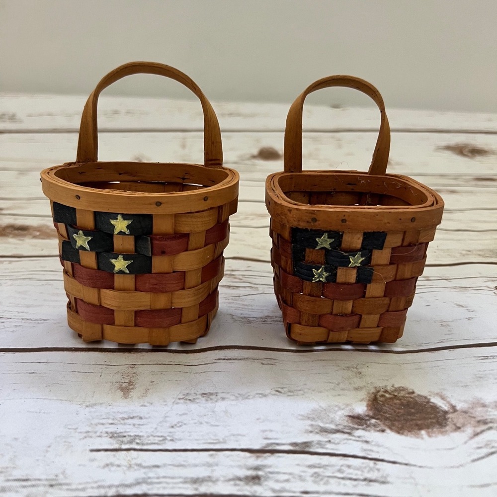 Boyds Collection Baskets Americana Patriotic Star Miniature Set of 2 OS